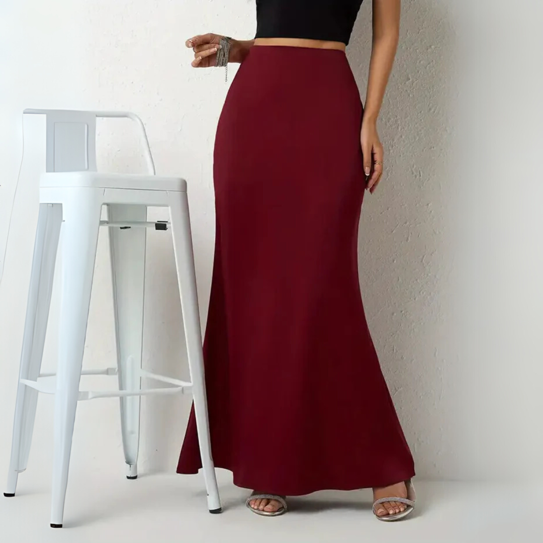 Elegant High Waist Satin Skirt – Flowing Black Design for Parties, Dates & Evening Outfits