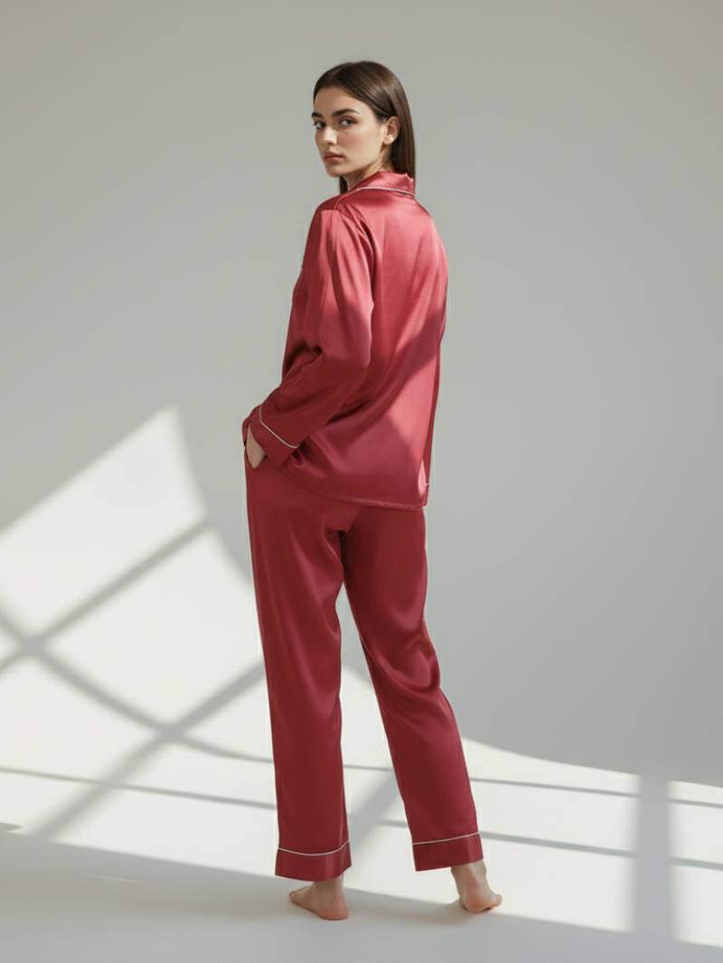 Pajama Set for Women – Soft, Breathable, Luxury Sleepwear with Long Sleeves & Pants - Silken & Dreams