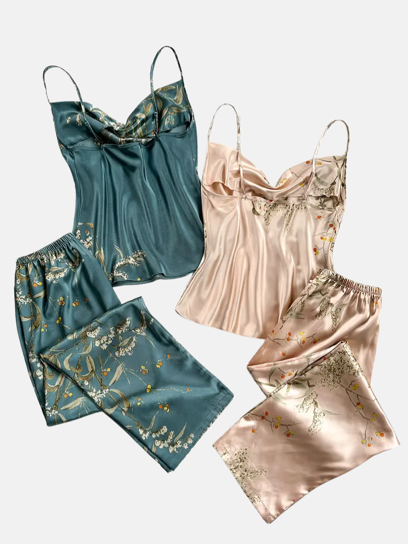 Valentine's Day 4pcs Luxe Silk Pajama Set for Women