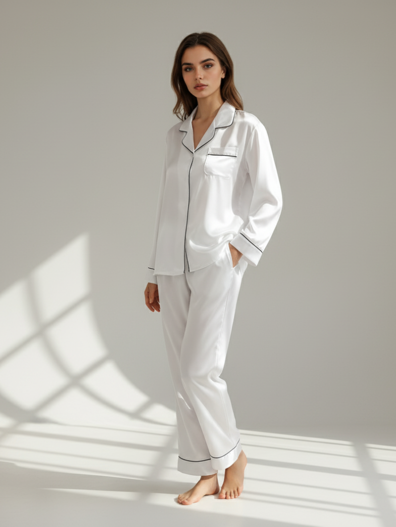 Pajama Set for Women – Soft, Breathable, Luxury Sleepwear with Long Sleeves & Pants - Silken & Dreams