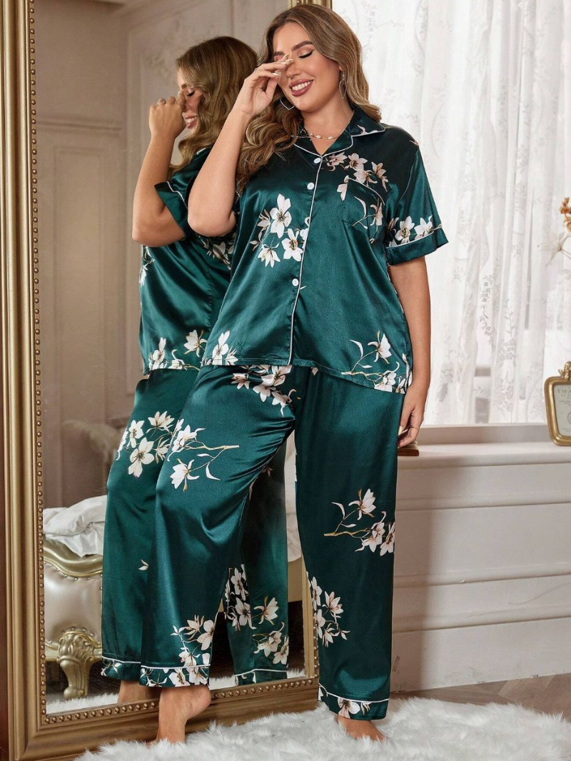 Women’s Pajama Set – Soft, Breathable Short Sleeve Polyester Sleepwear with Pants - Silken & Dreams
