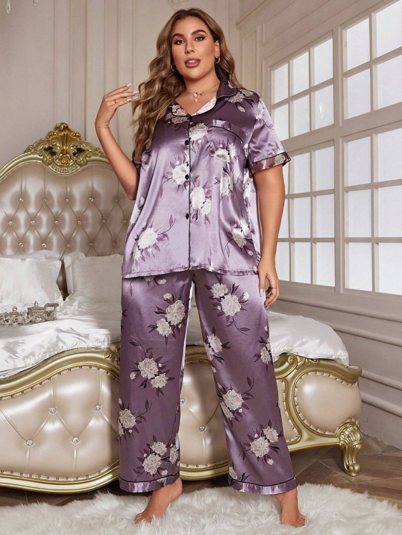Women’s Pajama Set – Soft, Breathable Short Sleeve Polyester Sleepwear with Pants - Silken & Dreams
