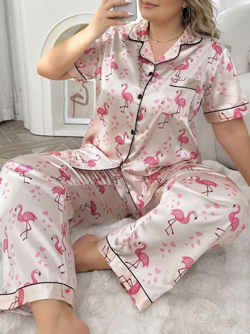 Women’s Pajama Set – Soft, Breathable Short Sleeve Polyester Sleepwear with Pants - Silken & Dreams