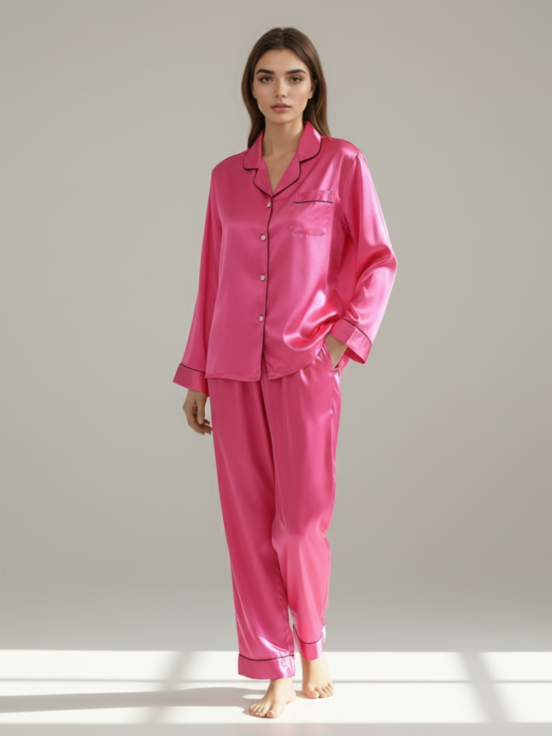 Pajama Set for Women – Soft, Breathable, Luxury Sleepwear with Long Sleeves & Pants - Silken & Dreams
