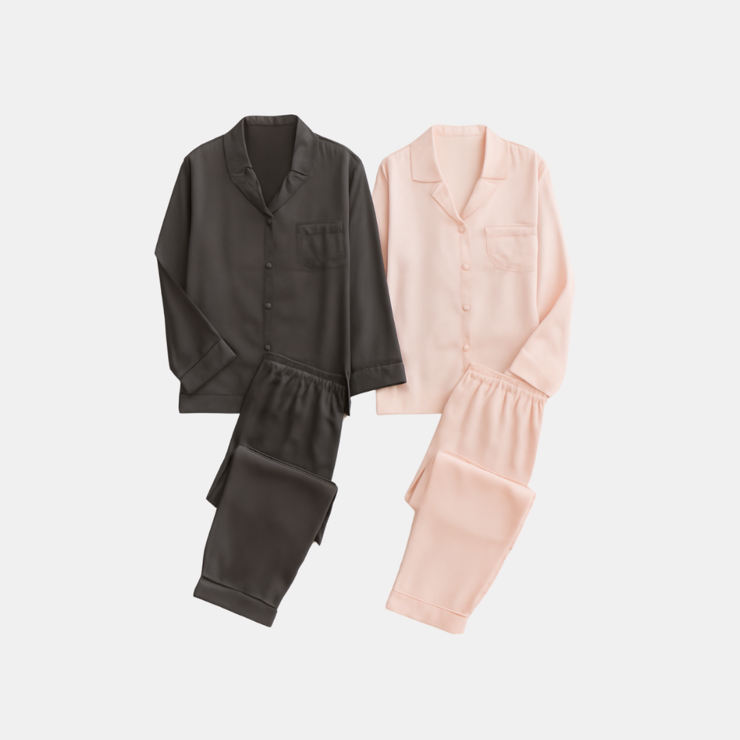 Couple Pajamas – Men's Long Sleeve and Women's Home Wear Set in Ice Silk for Spring and Autumn