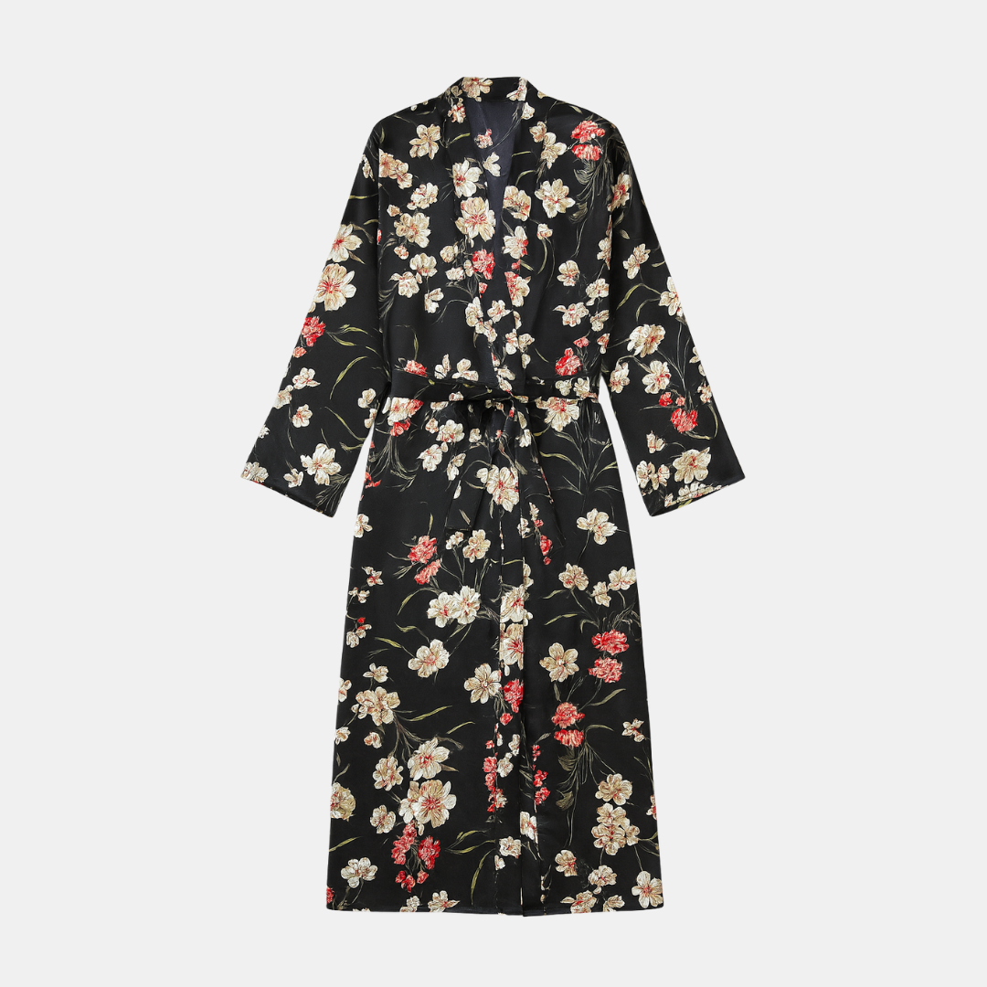 Women's Long Ice Silk Nightgown – Lightweight V-Neck Robe for Spring & Autumn Homewear