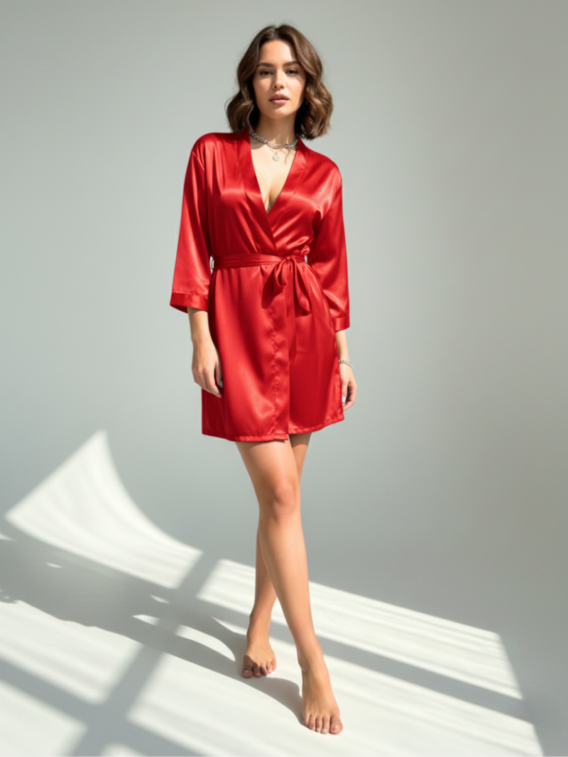 Goddess Silky Satin Robe – Lightweight, Elegant Loungewear for Women with Waist Tie - Silken & Dreams