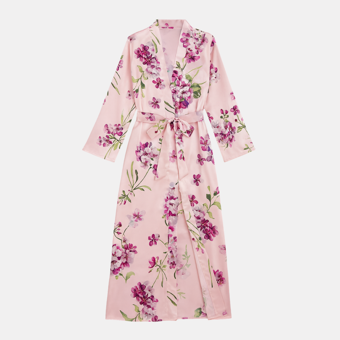 Glittery Sheer Long Sleeve Nightgown Robe – Sexy Open-Front Design with Elegant Trim