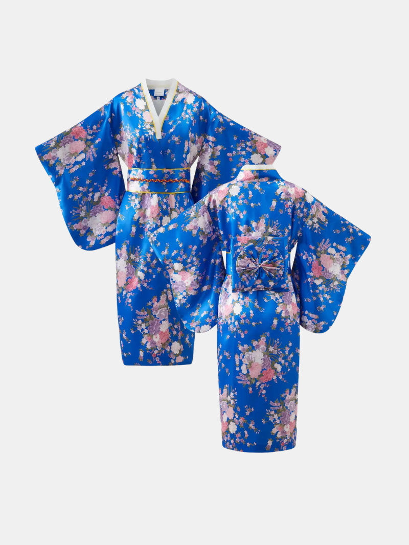 Elegant Dress for Girls – Traditional Floral Print Long Robe with Belt