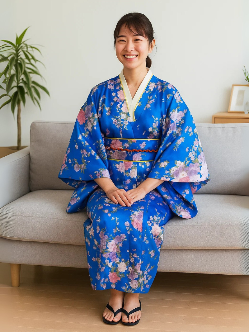 Elegant Dress for Girls – Traditional Floral Print Long Robe with Belt