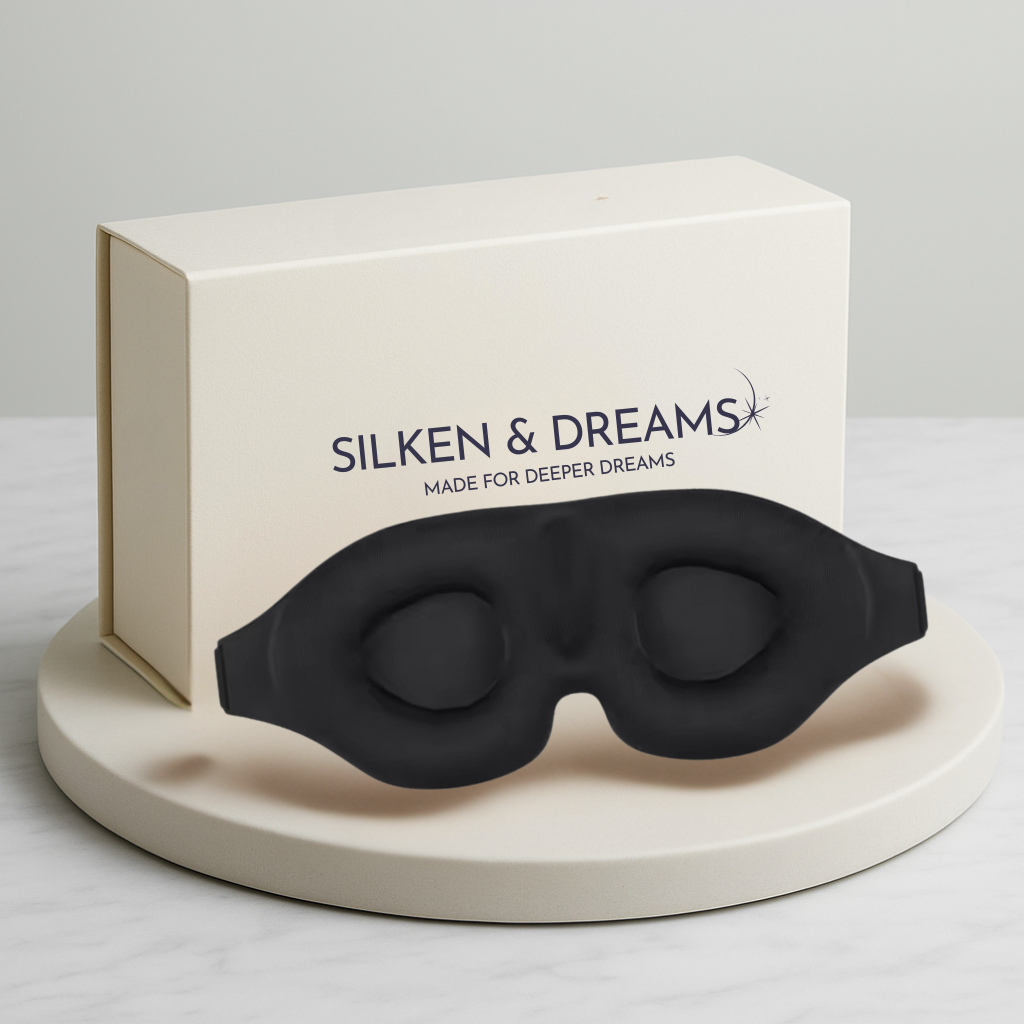 3D Contoured Mulberry Silk Sleep Mask – Light-Blocking & Lash-Friendly | Silken & Dreams