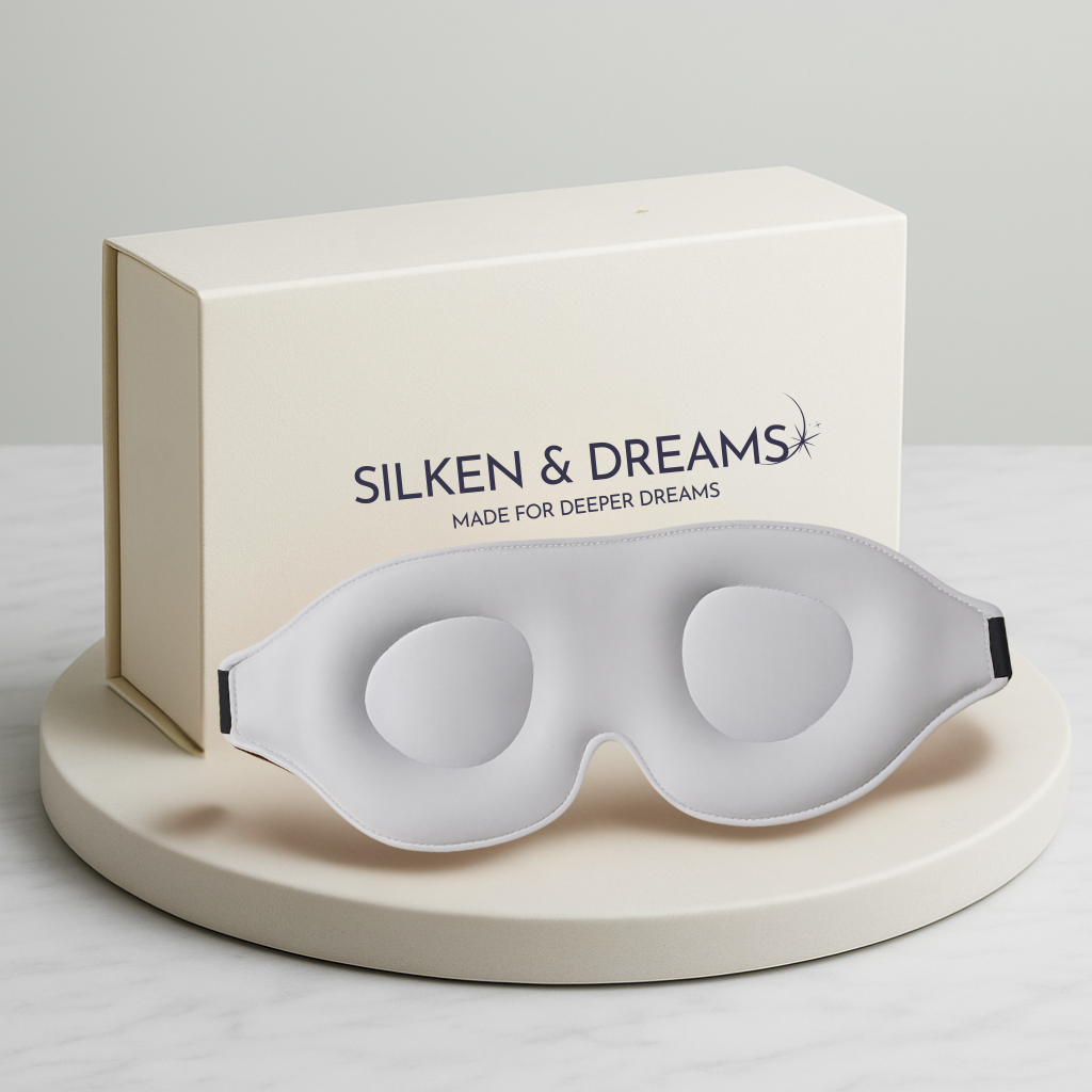 3D Contoured Mulberry Silk Sleep Mask – Light-Blocking & Lash-Friendly | Silken & Dreams