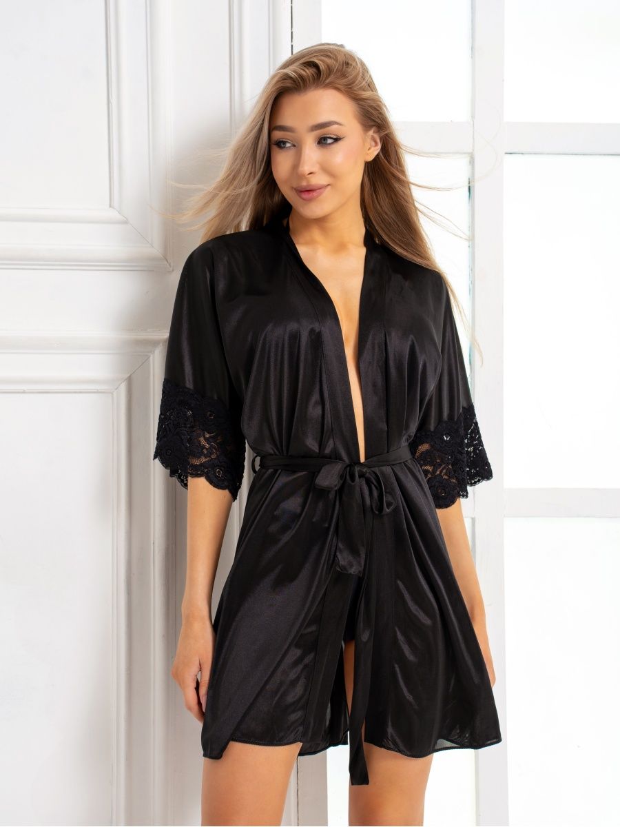 Elegant Satin Lace Robe – Soft Luxury Loungewear for Women - Silken & Dreams