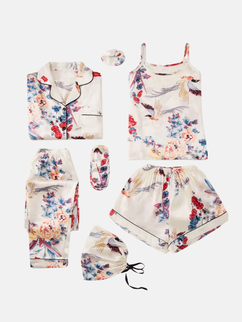Luxury 7-Piece Pajama Set – Breathable, Soft & Stylish Sleepwear for Women