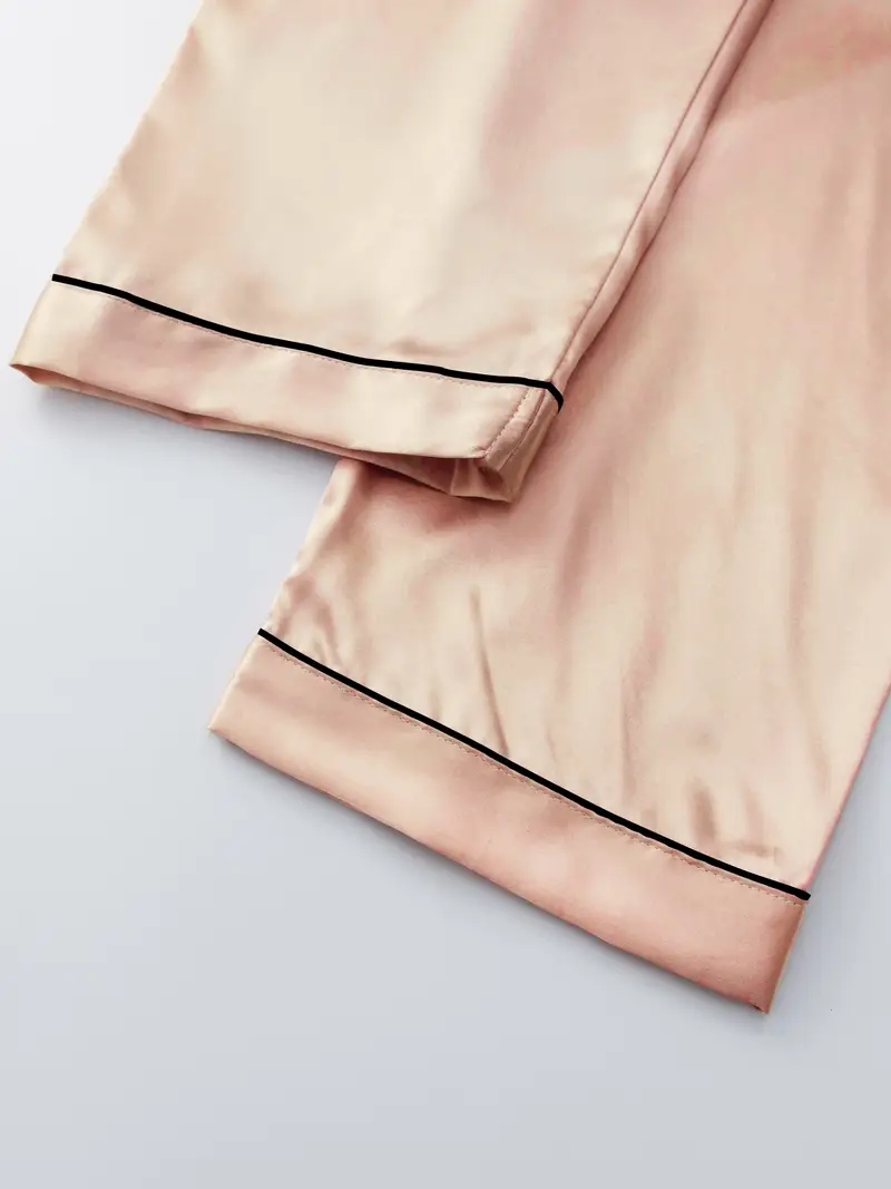 3 Sets Women's Silk Casual Pajama Set, Short Sleeve Buttons Lapel Top & Pants