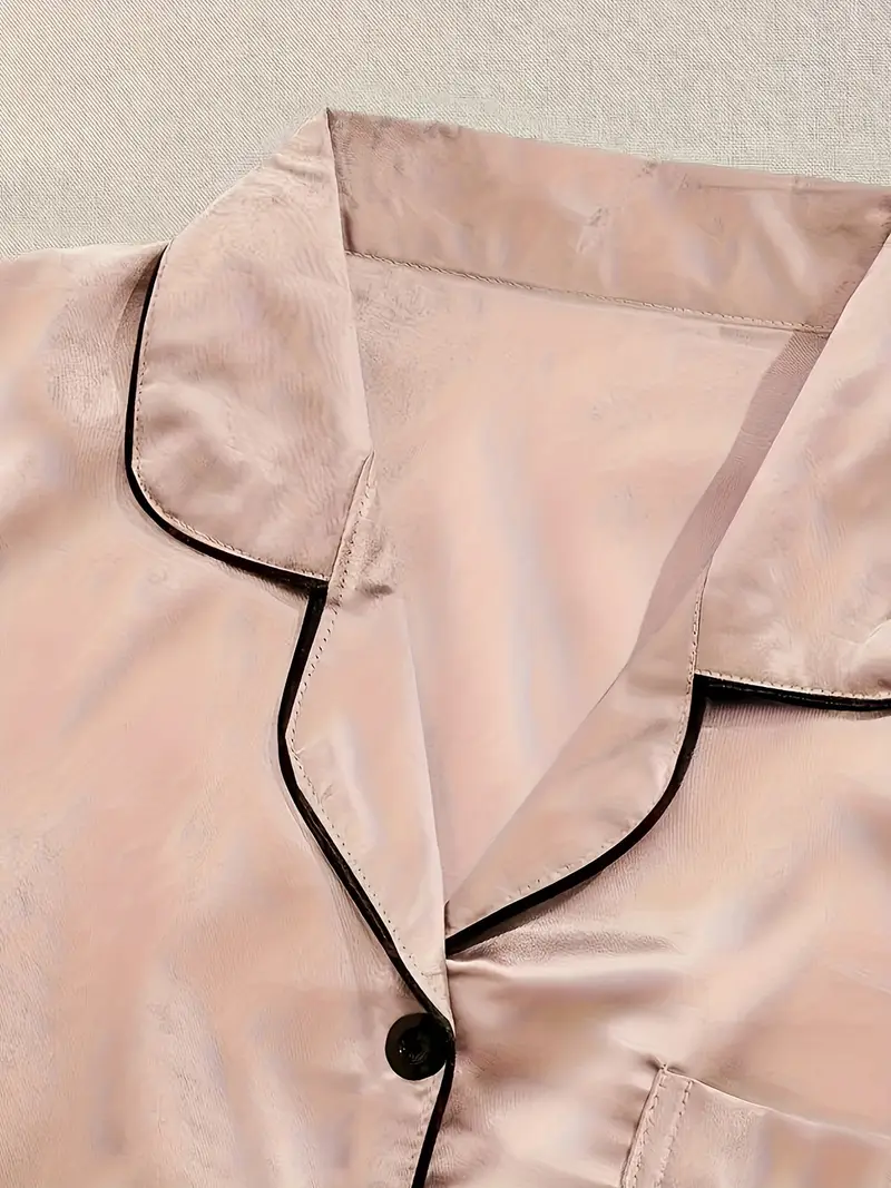 3 Sets Women's Silk Casual Pajama Set, Short Sleeve Buttons Lapel Top & Pants