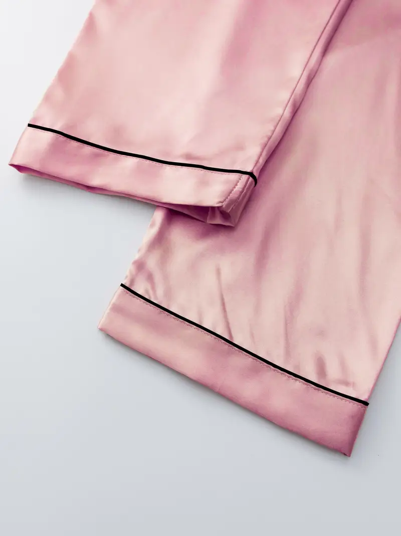 3 Sets Women's Silk Casual Pajama Set, Short Sleeve Buttons Lapel Top & Pants