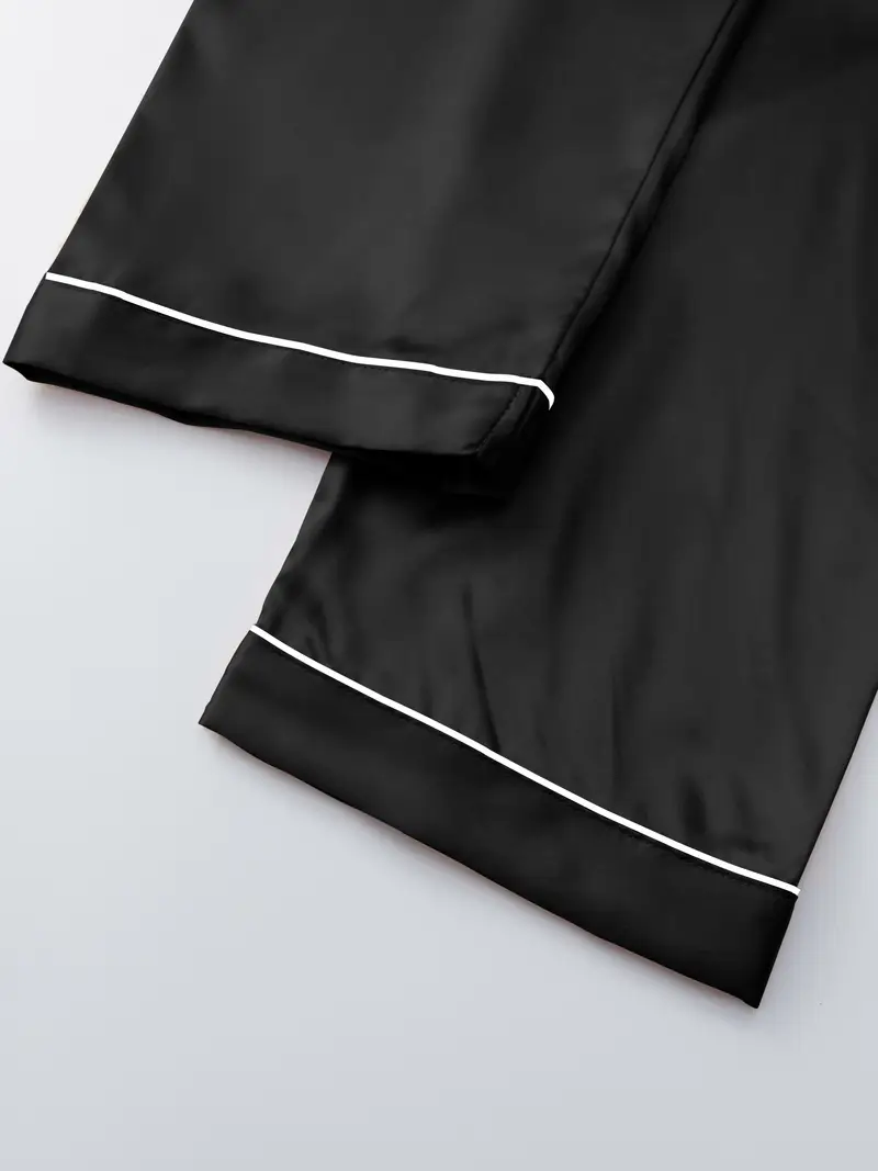 3 Sets Women's Silk Casual Pajama Set, Short Sleeve Buttons Lapel Top & Pants