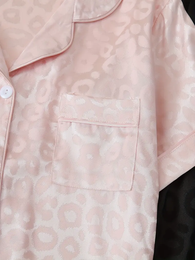 2 Sets Women's Striped Silk Casual Pajama Set Short Sleeve Top & Shorts