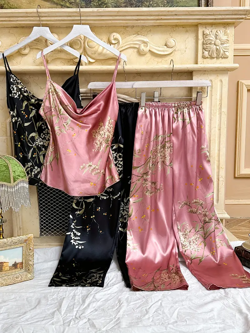 Valentine's Day 4pcs Luxe Silk Pajama Set for Women