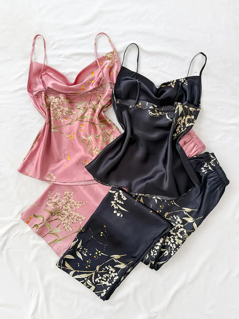Valentine's Day 4pcs Luxe Silk Pajama Set for Women