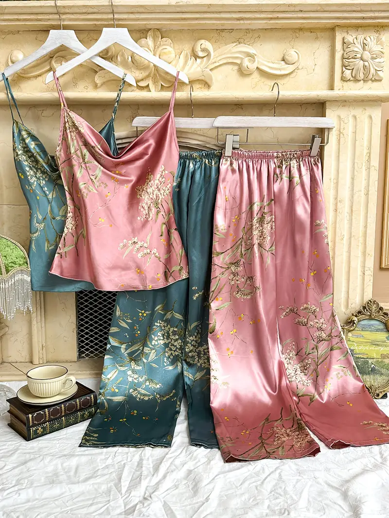 Valentine's Day 4pcs Luxe Silk Pajama Set for Women