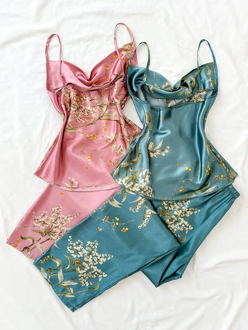 Valentine's Day 4pcs Luxe Silk Pajama Set for Women