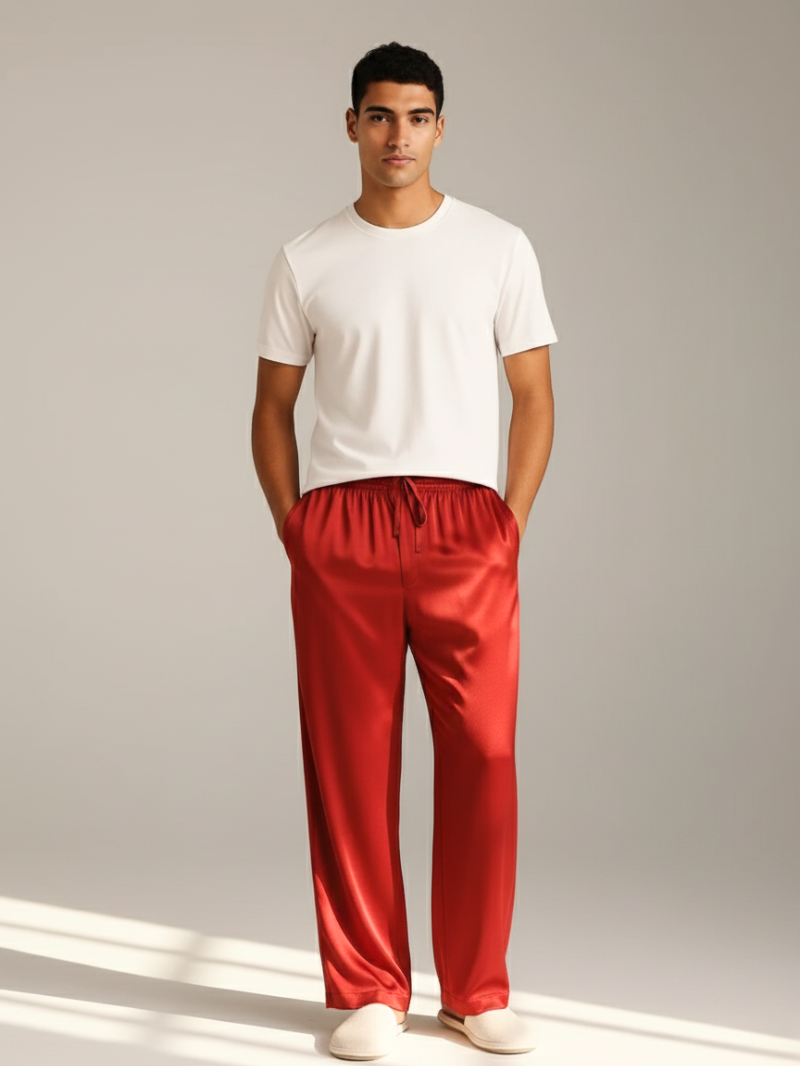 Men’s Pajama Pants – Loose Satin Sleepwear Trousers