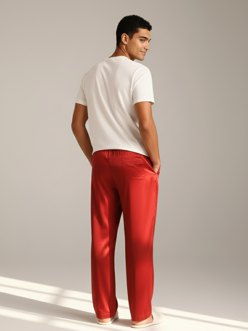 Men’s Pajama Pants – Loose Satin Sleepwear Trousers