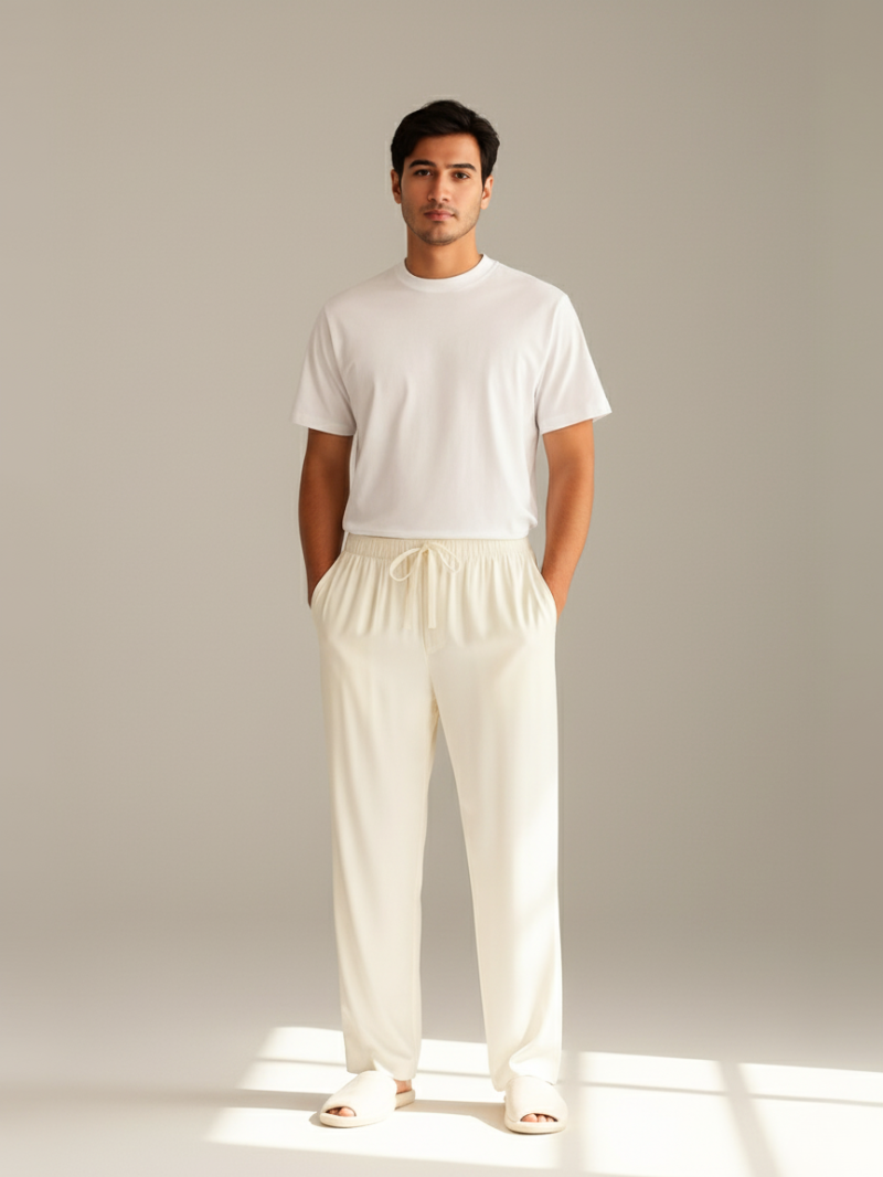 Men’s Pajama Pants – Loose Satin Sleepwear Trousers