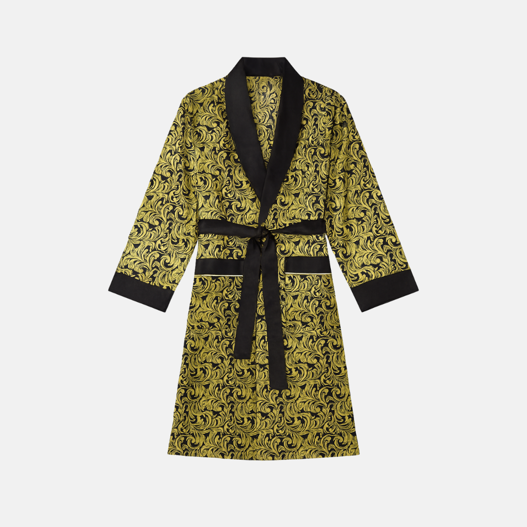 Men’s Silk-Like Robe – Luxurious Paisley Pattern Sleepwear
