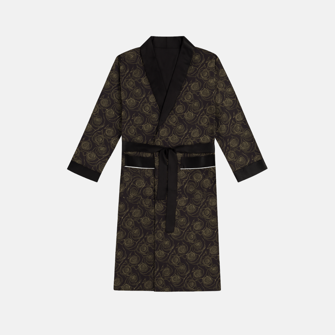 Men’s Silk-Like Robe – Luxurious Paisley Pattern Sleepwear