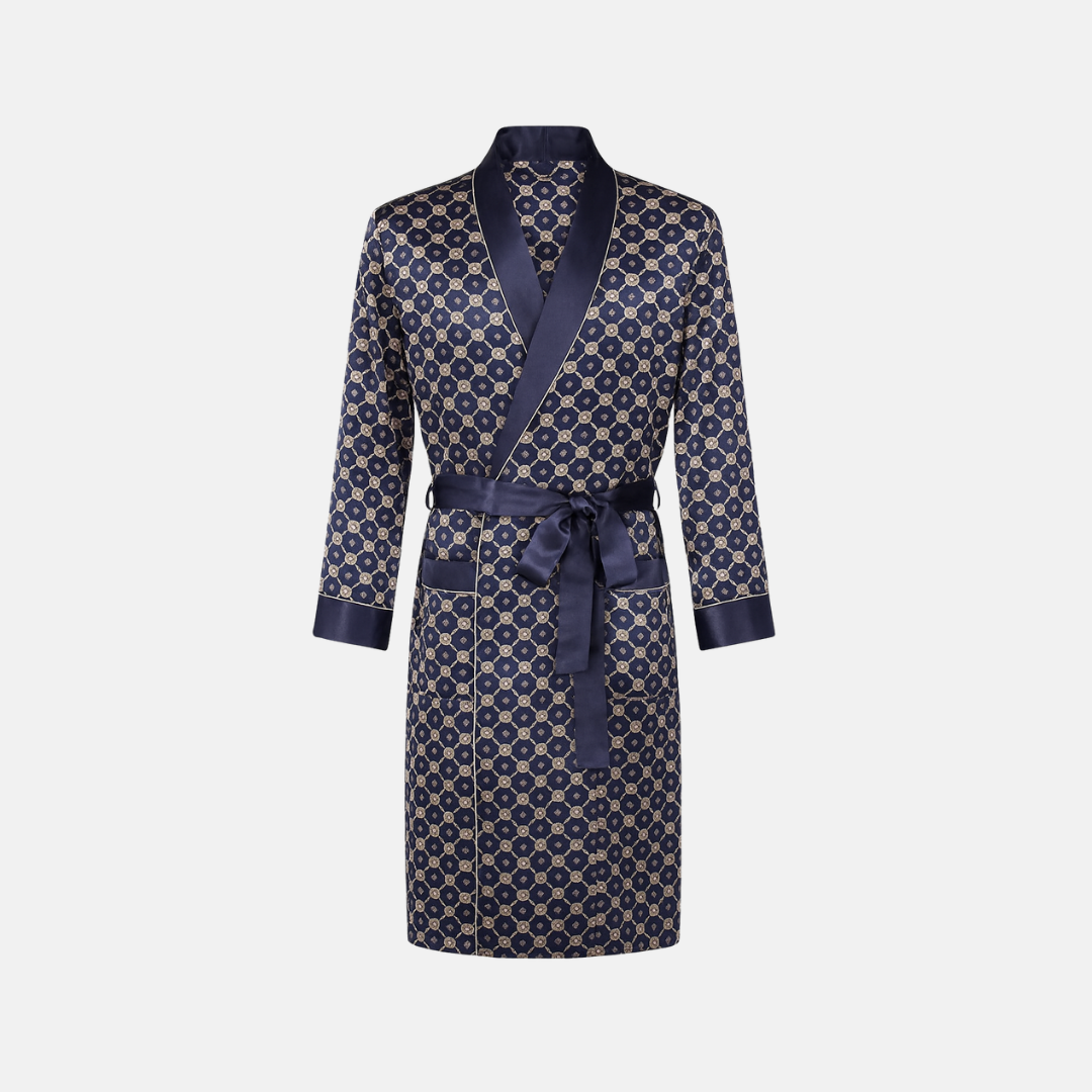 Men’s Patterned Silk-Like Robe – Elegant Design & Comfortable Fit