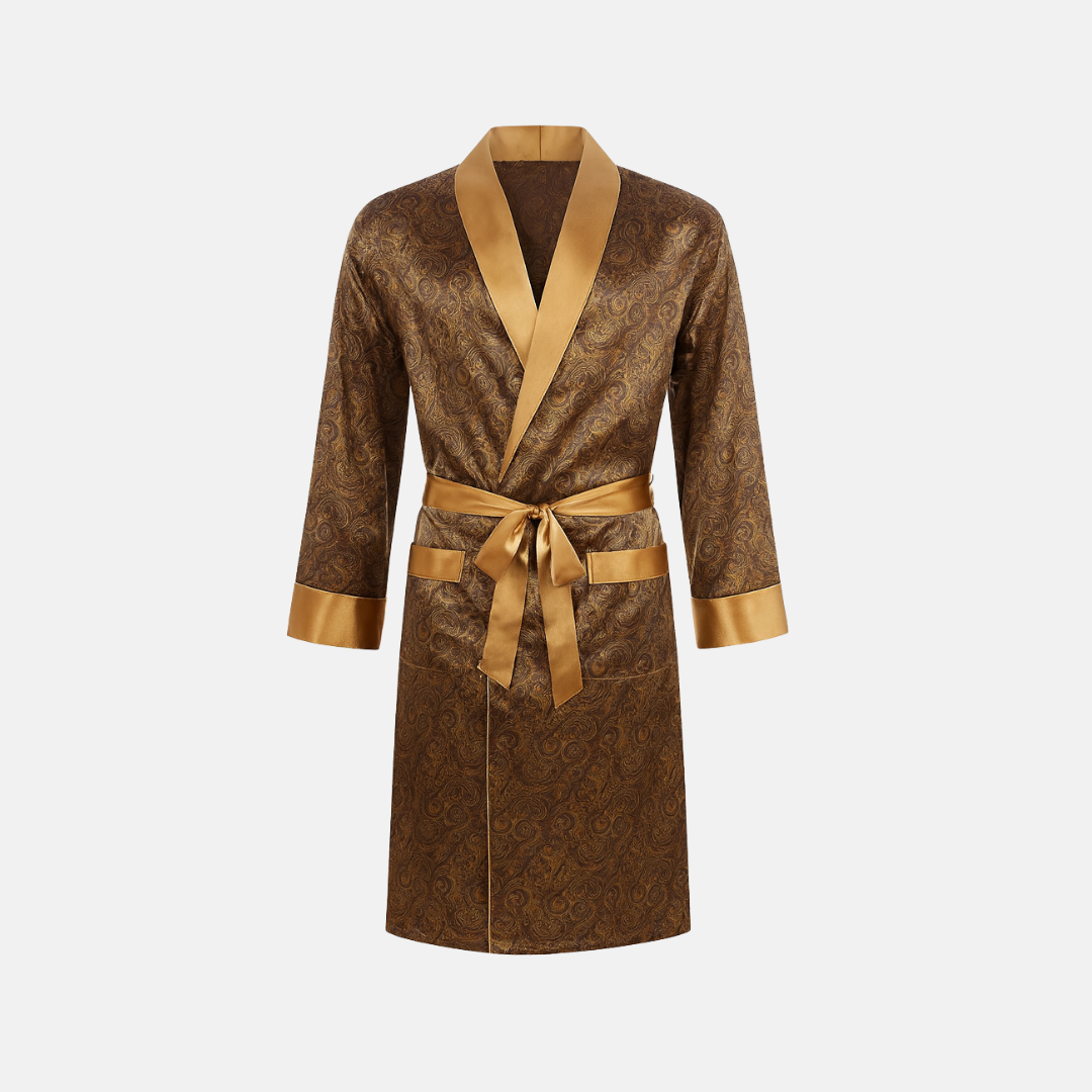 Men’s Patterned Silk-Like Robe – Elegant Design & Comfortable Fit