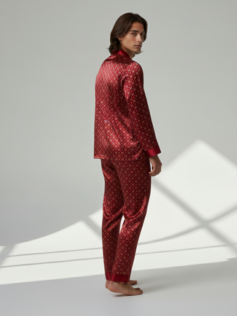 Men’s Patterned Pajama Set – Soft Feel & Elegant Comfort