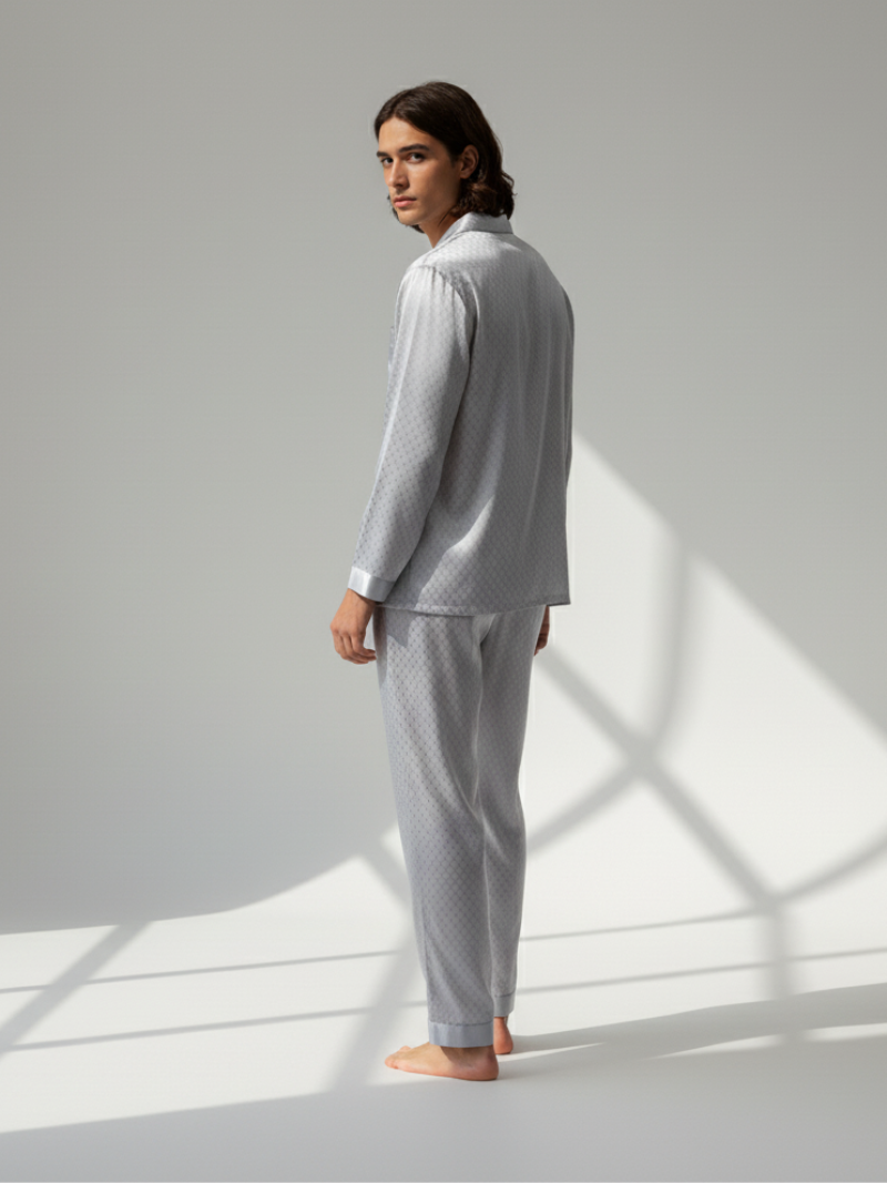 Men’s Patterned Pajama Set – Soft Feel & Elegant Comfort