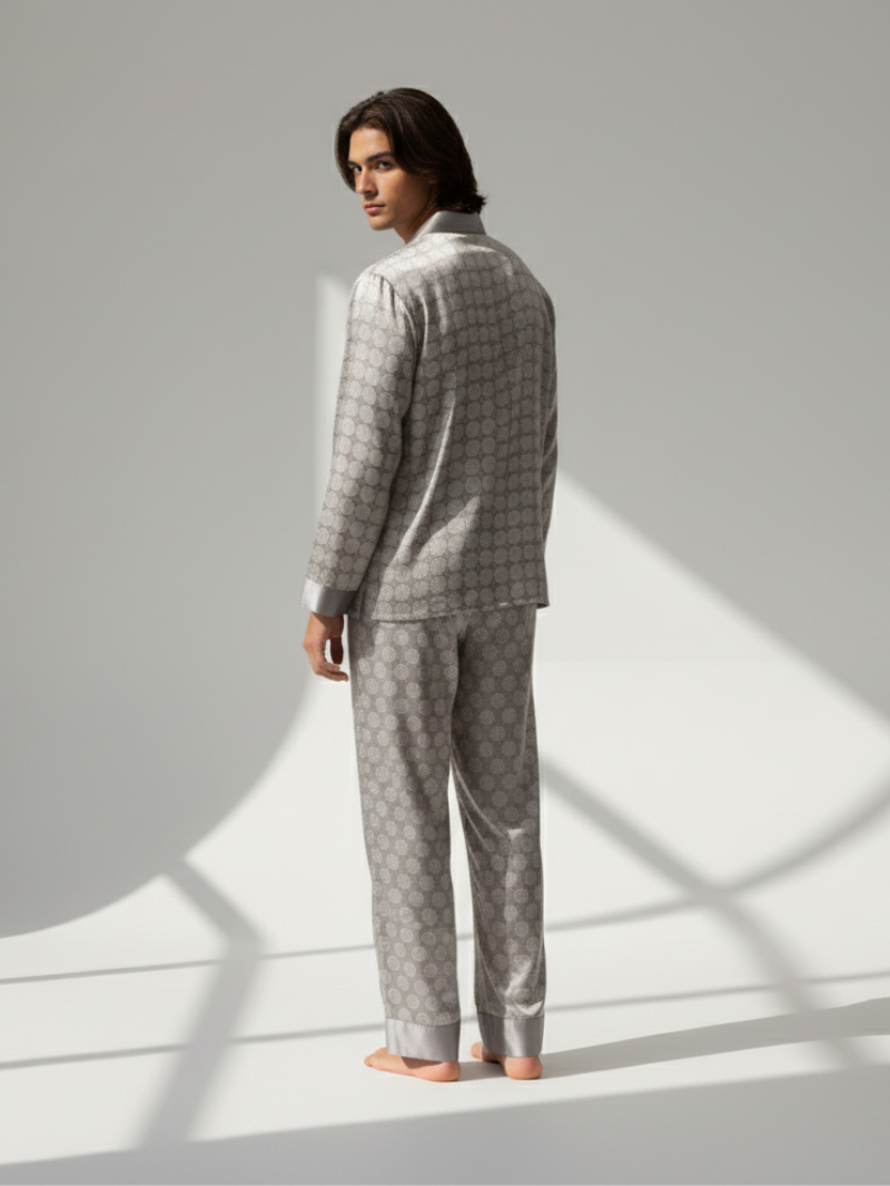 Men’s Patterned Pajama Set – Soft Feel & Elegant Comfort