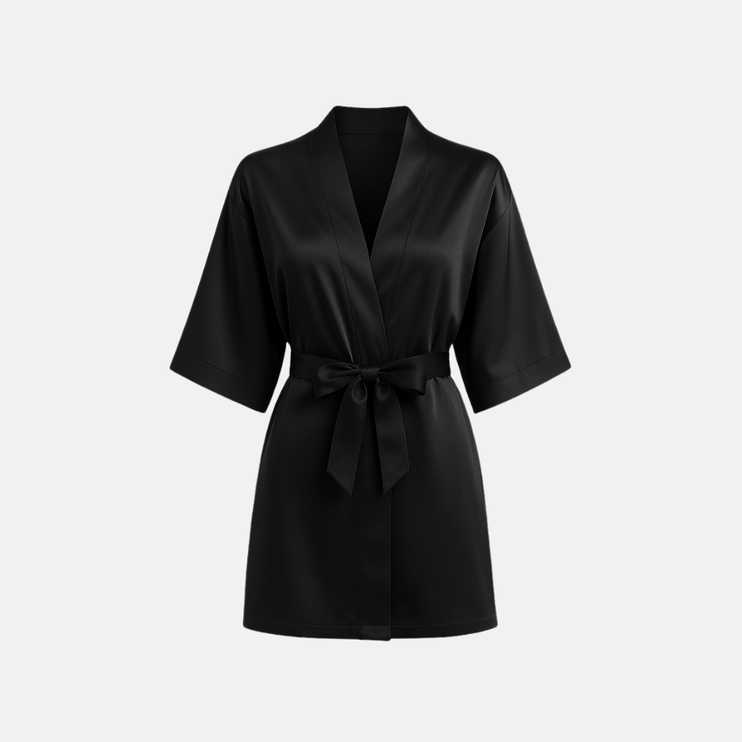 Women’s Short V-Neck Robe – Soft, Breathable Loungewear Made from Mulberry Silk - Silken & Dreams