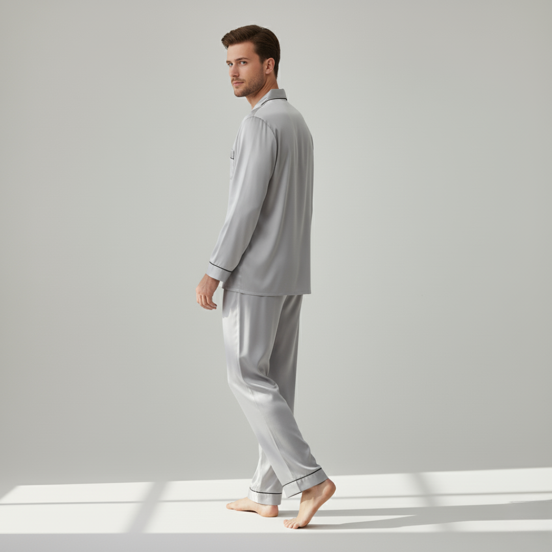Men’s 100% Mulberry Silk Pajama Set – Luxury Sleepwear, Soft Silk & Elegant Comfort