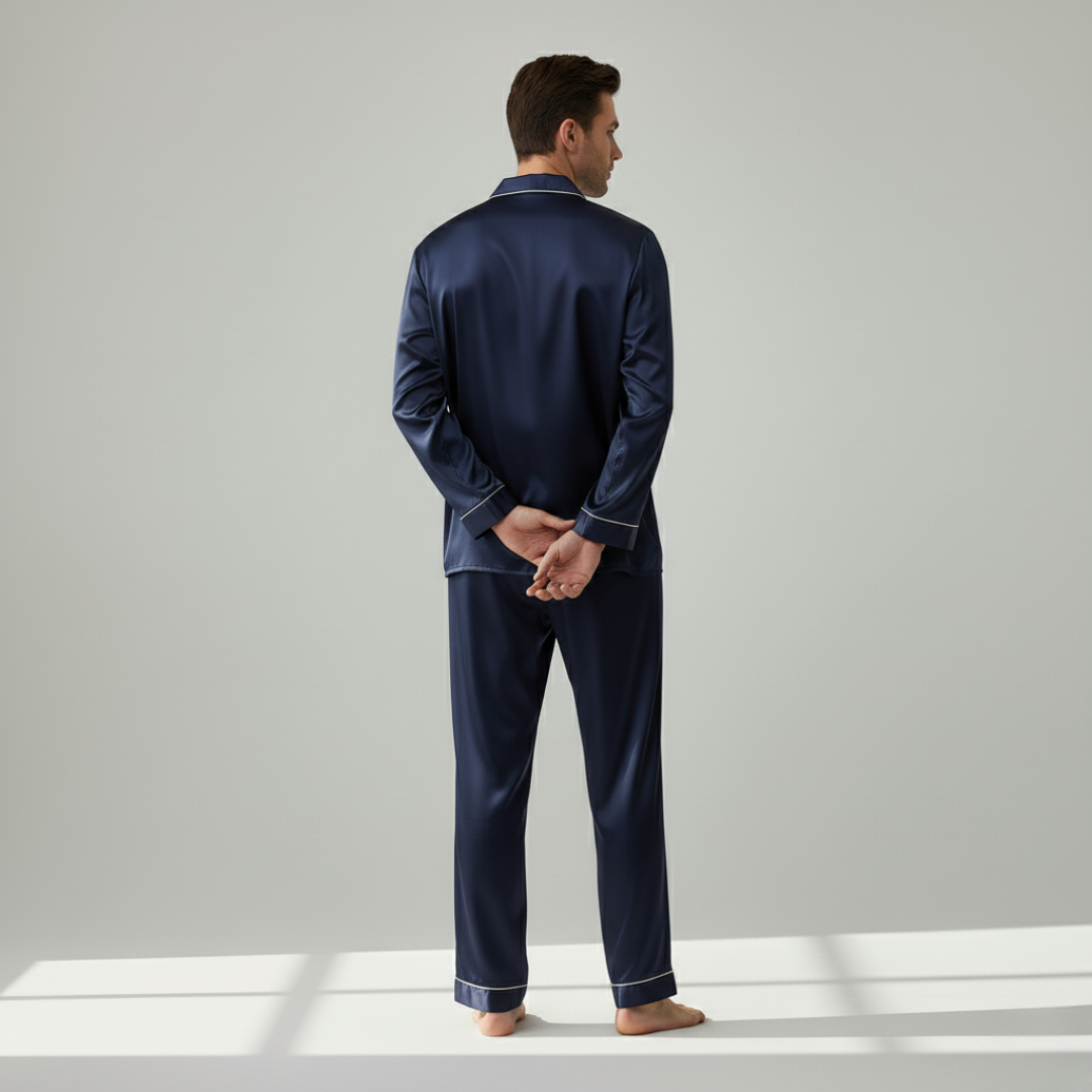 Men’s 100% Mulberry Silk Pajama Set – Luxury Sleepwear, Soft Silk & Elegant Comfort