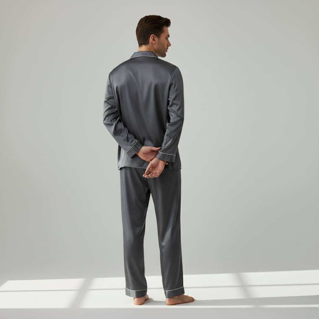 Men’s 100% Mulberry Silk Pajama Set – Luxury Sleepwear, Soft Silk & Elegant Comfort