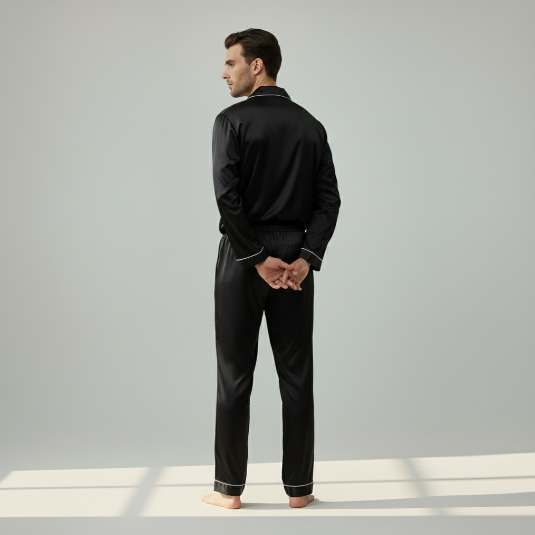 Men’s 100% Mulberry Silk Pajama Set – Luxury Sleepwear, Soft Silk & Elegant Comfort