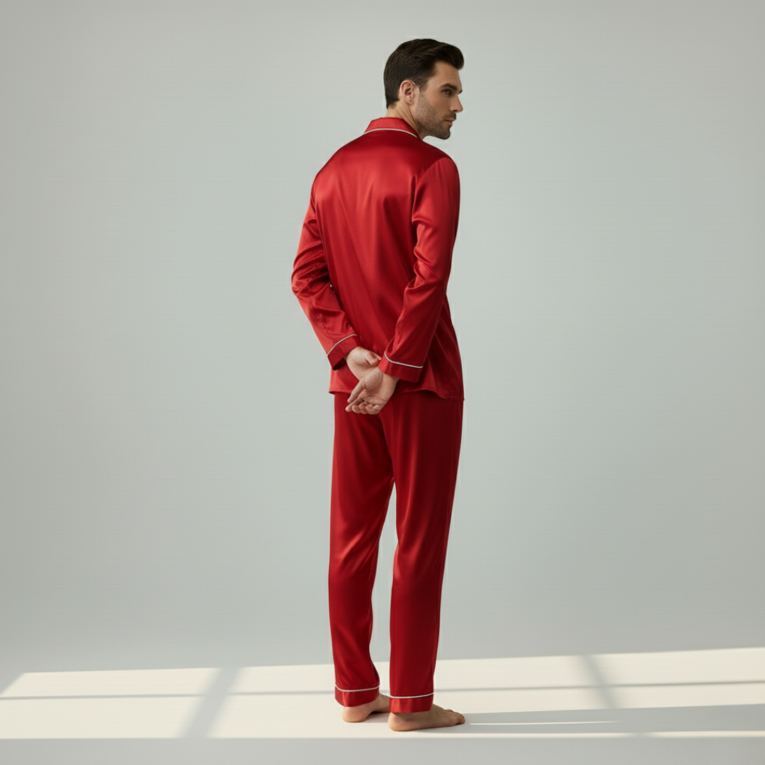 Men’s 100% Mulberry Silk Pajama Set – Luxury Sleepwear, Soft Silk & Elegant Comfort