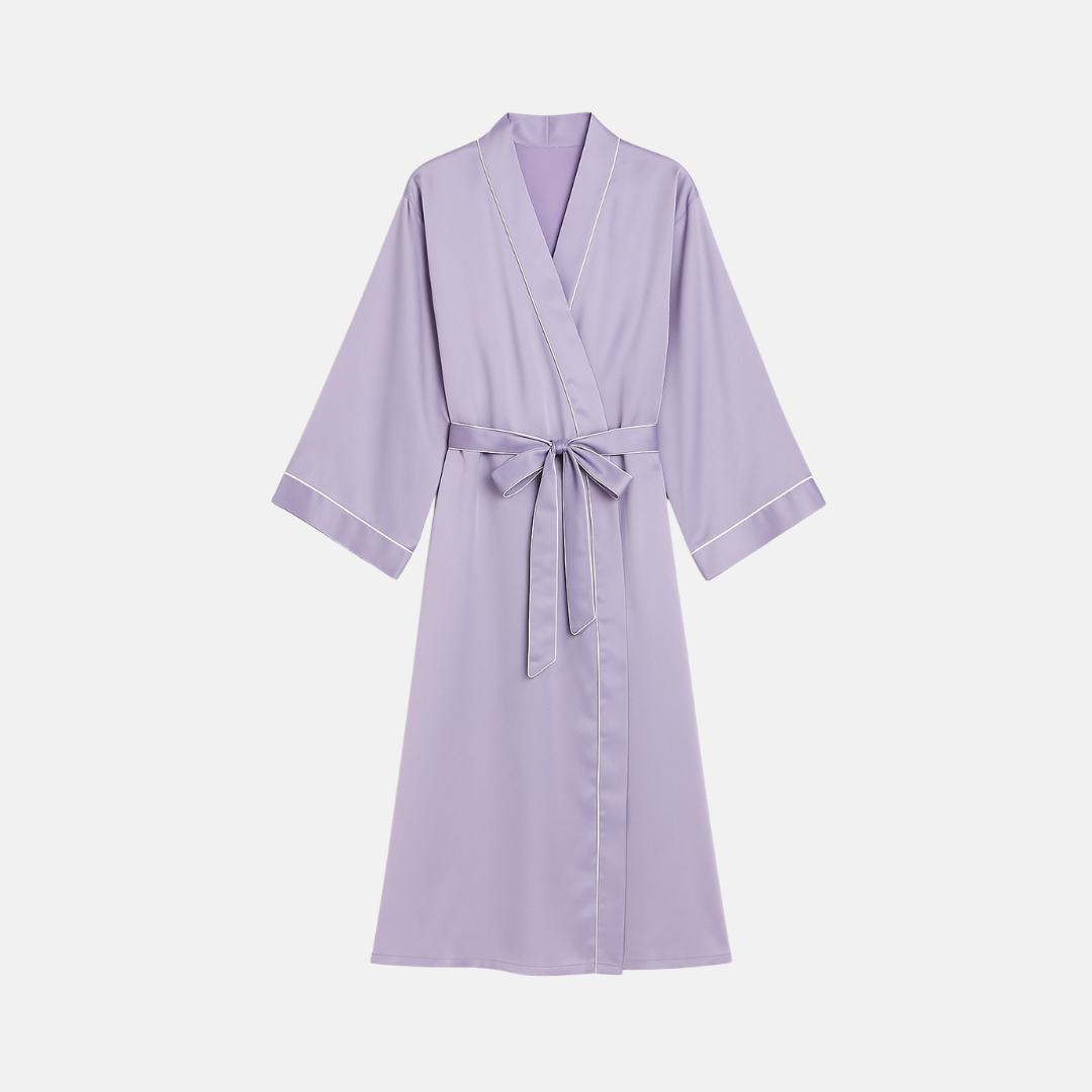 100% Mulberry Silk Pastel Nightgown – Lightweight Long Robe & Luxury Loungewear