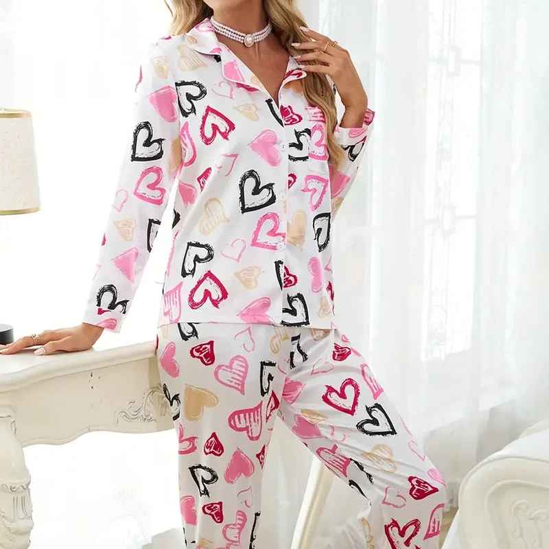 Women's Satin Pajamas Flamingo Print