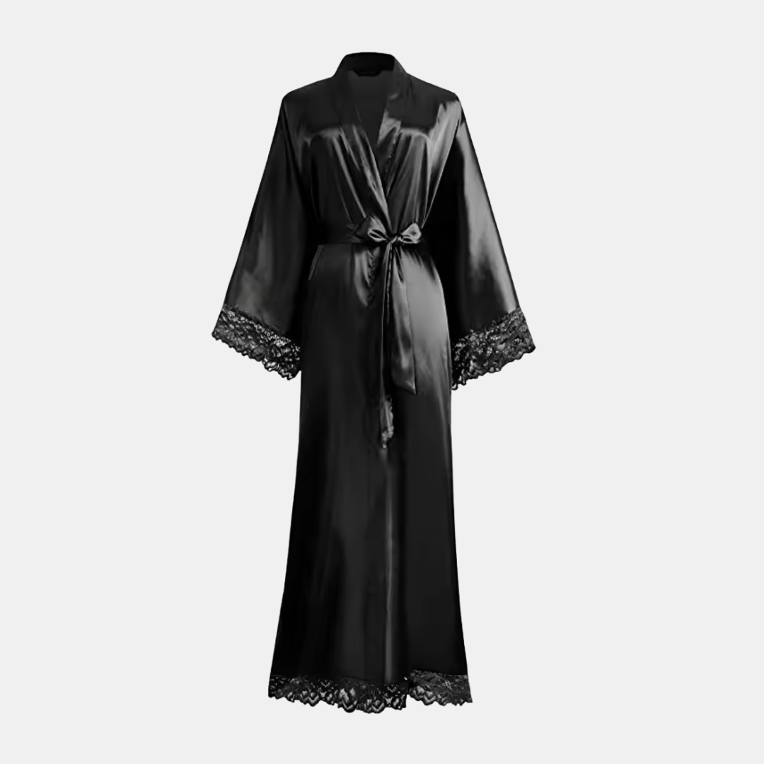Silk Satin Lace Robes – Bridesmaid and Bride Wedding Long Robe, Elegant Bathrobe and Lingerie Robe for Women