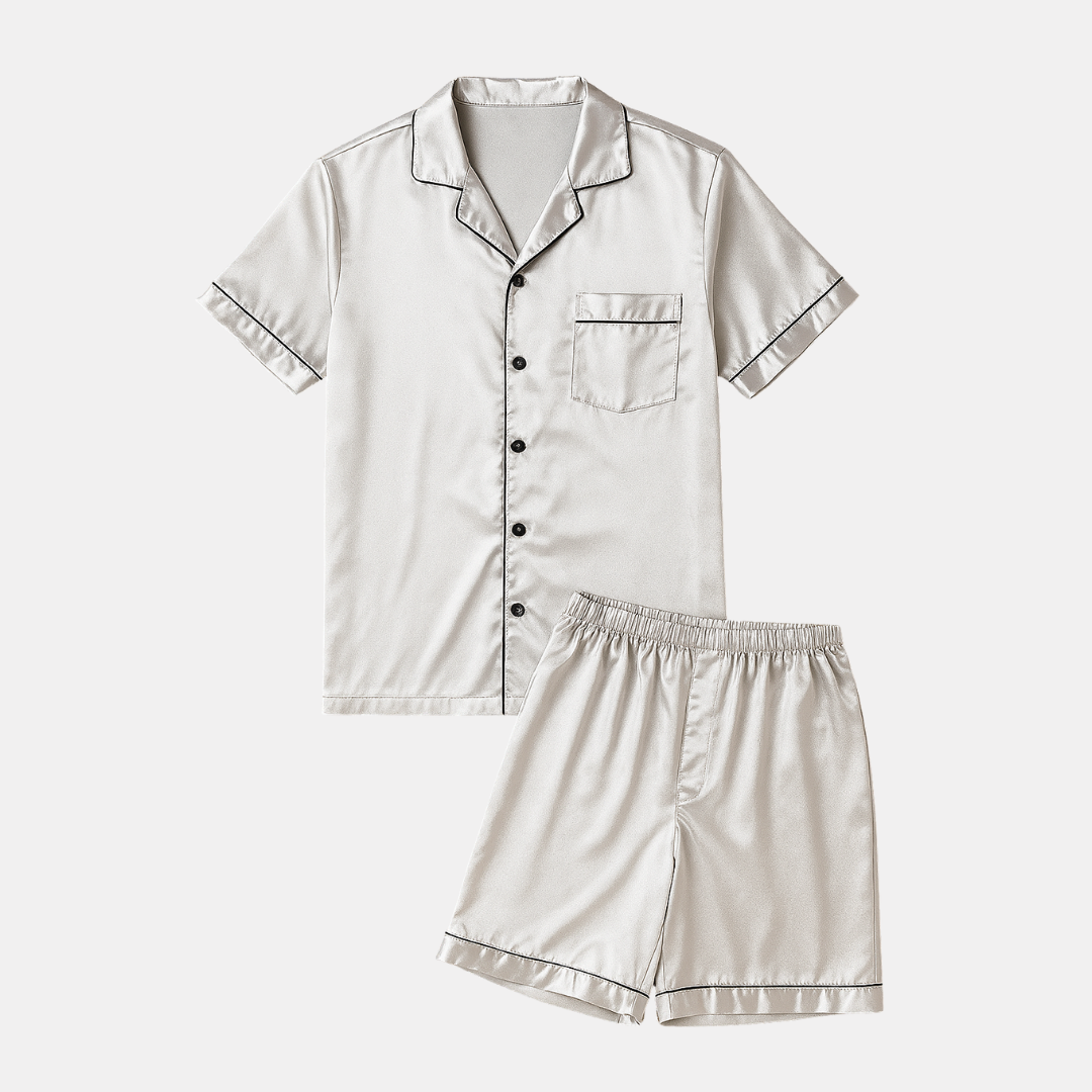 Men’s High-Grad Ice Silk Pajamas - Short-Sleeved Shorts Home Clothes Set