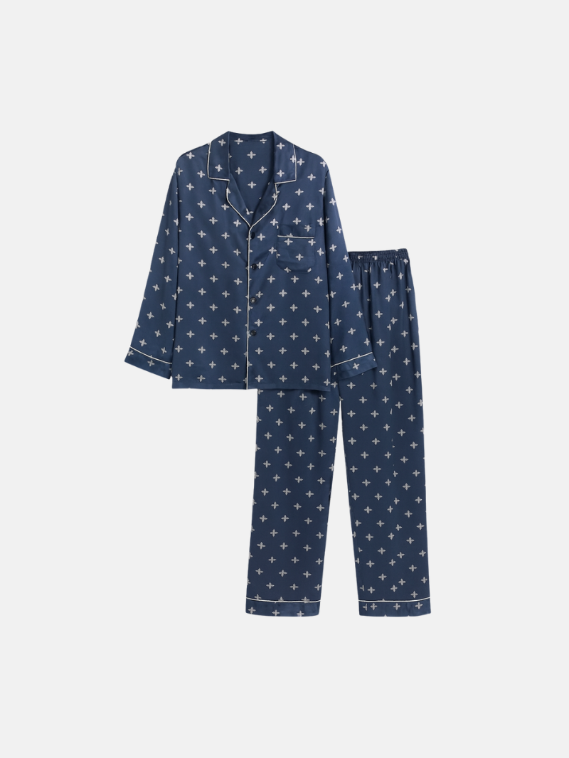 Soft Polyester Pajama Set for Women – Long Sleeve Sleepwear with Pants, Lightweight & Breathable - Silken & Dreams