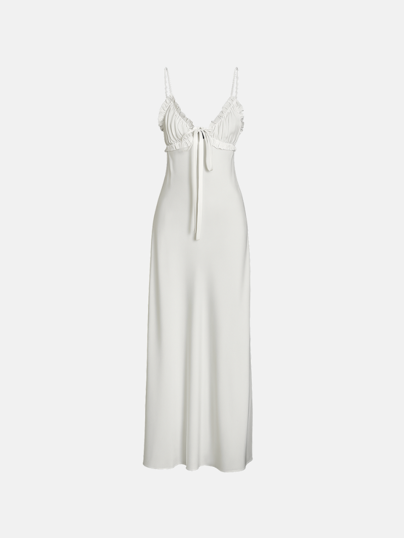 Elegant Satin Summer Maxi Dress – Sleeveless Backless Gown with Fashion Straps for Women