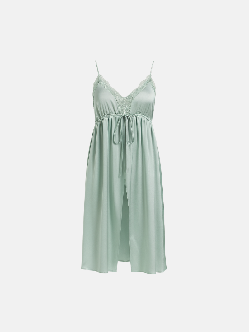 100% Mulberry Silk Nightgown – Soft, Sexy Women’s Sleep Dress with Lace Trim